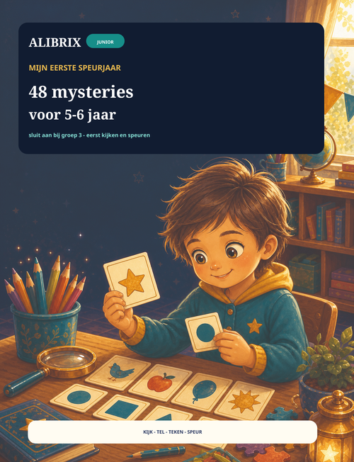 Omslag ALIBRIX Junior Mijn eerste speurjaar - 48 mysteries voor 5-6 jaar