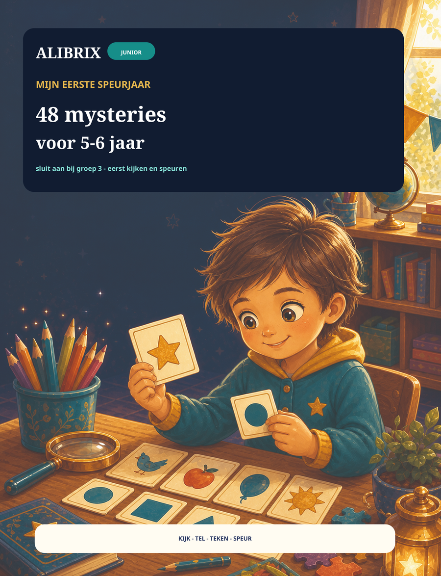 Omslag ALIBRIX Junior Mijn eerste speurjaar - 48 mysteries voor 5-6 jaar