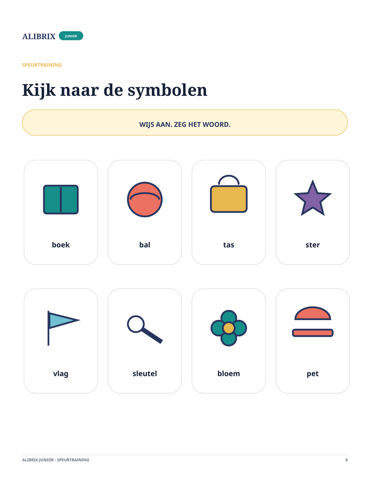 Voorbeeldpagina Kijk naar de symbolen uit ALIBRIX Junior voor 5-6 jaar