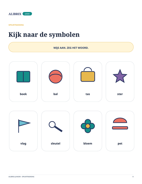 Voorbeeldpagina Kijk naar de symbolen uit ALIBRIX Junior voor 5-6 jaar